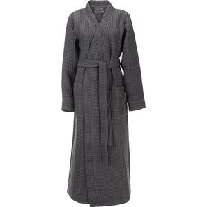 LINNICK Wafel Badjas - Maat L - Dark Grey - Sauna badjas - 100% Katoen Badjas Dames - Badjas Heren