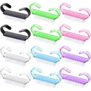 AOZUO 12 Pcs Nail Brushes with Handle, Nail Brush, Hand Brush for Cleaning Fingernails, Nail Brushes, Nail Brush, Hand Cleaner, Scrubbing Tool, Pedicure, Multi-Colored
