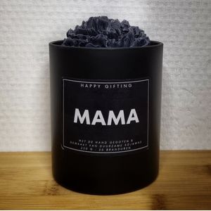 Mama - Soja was geurkaars - Zwarte roos - Kaarsglas mat zwart - Vanille geur - 250 gram - 50 branduren - Geurkaars - Kaars - Kaars met tekst - Soja was – Soy wax – Handgemaakt – Cadeau – Vanilla - Geschenk – Duurzaam