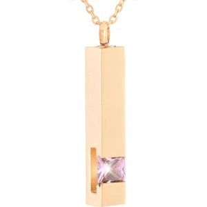 Luxe Ashanger | Met Ketting | Assieraad | Rosegoud Met Roze Steen | As Ketting | Gedenksieraad | Urn | Incl. As vuller
