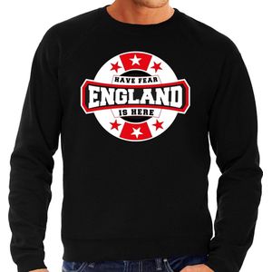 Have fear England is here sweater met sterren embleem in de kleuren van de Engelse vlag - zwart - heren - Engeland supporter / Engels elftal fan trui / EK / WK / kleding S