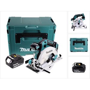 Makita DHS 680 T1J accu-cirkelzaag 18 V 165 mm borstelloos + 1x oplaadbare accu 5.0 Ah + Makpac - zonder oplader