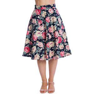 Banned - ROSE BLOOM Rok - 4XL - Donkerblauw