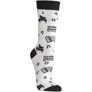 Sokken | grappige sokken dames | grappige sokken heren | happy socks printjes | thema piano | maat 36-41 | per 2 paar | kleur zwart wit
