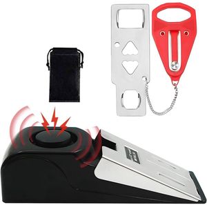 Draagbaar deurslot diefstalbeveiliging deurstopper met alarm 120 dB en antislip wig