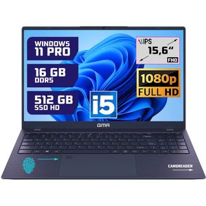 Krachtige 15.6"" Full HD Notebook | Snelle Intel Core i5 & 512GB SSD | 16GB DDR5 Geheugen | Windows 11 Pro Editie voor Zakelijk, Thuis en Studie