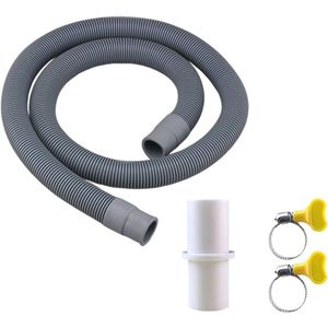 TOVBMUP 1,5 meter wasmachineslang - afvoerverlengslang - vaatwasserslang - universeel - inclusief 1 slangaansluiting en 2 slangklemmen - geschikt voor standaard wasmachines, vaatwassers en drogers.