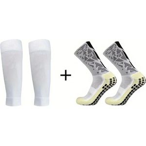 Scheenbeschermer sokken - Wit - Scheenbeschermer houder - scheenbeschermer sokjes - scheenbeschermer bandjes - voetbal - gripsokken - gripsokken voetbal - sokken - voetbalsokken wit- voetbalsokken zonder voet