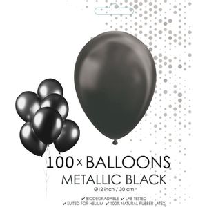 100  metallic  zwarte ballonnen.