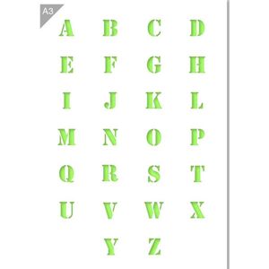 QBIX Alfabet Lettersjabloon A3 Formaat Kunststof - Letters zijn 2,7cm hoog