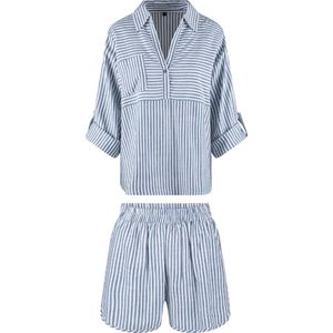 LingaDore - Stripe Shortama Set Legion Blue - maat XXL - Blauw/Wit