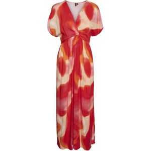 Vero Moda Jade S/S V-Neck Ankle Dress Tangerine Tango ROOD L