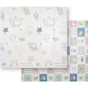KiddyMoon Schuimmat tweezijdige baby Opvouwbaar 180x200x1,5 cm - Speelmat Kindvriendelijk - Ideaal Voor Binnen - Antislipmat voor kinderen - Speelkleed groot - Vioermat foam - Bruine zee