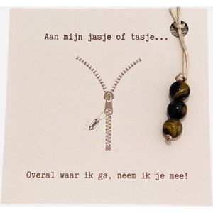 Kids edelstenen hanger - Tijgeroog - tashanger jashanger - spanning - kracht - moed - zelfvertrouwen - prikkels - zomaar - afscheid en verlies - rouwverwerking+