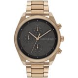 Calvin Klein CK25200357 Impact Heren Horloge - Mineraalglas - Staal - Goudkleurig - 44 mm breed - Quartz - Vouw/Vlindersluiting - 3 ATM (spatwater)