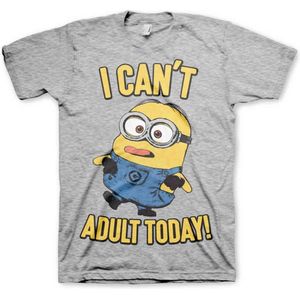 Minions Heren Tshirt -S- I Can't Adult Today Grijs