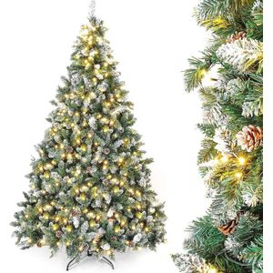 Kunstkerstboom met Verlichting en Sneeuwvlokken - 180 cm LED Kerstdecoratie