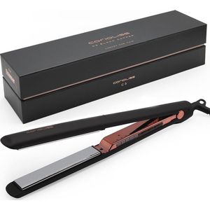 Corioliss C3 Professional Hair Straightener | Extra Long Titanium Plates | Perfect for Straightening and Curling | Up to 235° | Ionic | Antifrizz | Black Copper Soft Touch