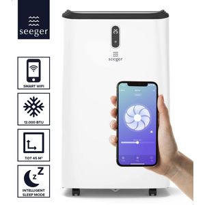 SEEGER Mobiele Smart Airco met WiFi - 12000 BTU - Inclusief Installatiekit - Voor Woonkamer en Slaapkamer - Airconditioning - SAC12000S - Wit