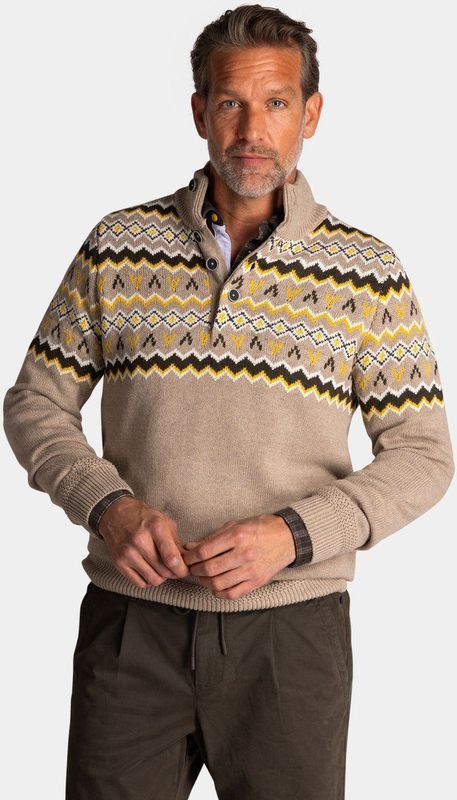 NZA - Ecru - Gebreide Trui - Half Zip met Knoopkraag