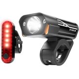 ACROPAQ - Fietsverlichting - 350 Lumen - Aluminium behuizing - Oplaadbaar met USB - Regenbestendig - Fietslamp