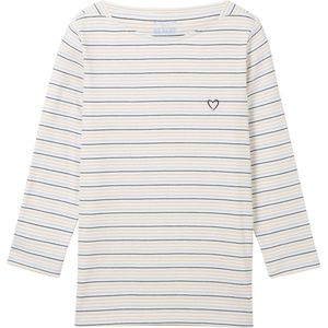 TOM TAILOR T-shirt boat neck stripe Dames T-shirt - Maat M