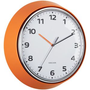 Karlsson Wandklok Modern Retro - Oranje - Ø34cm - Retro - Sinterklaas cadeau - Sinterklaas cadeautjes - Cadeau vrouw - Cadeau man - Cadeau voor haar - Cadeau voor hem - Sint cadeau - Sint kado - Kado man - Kado vrouw