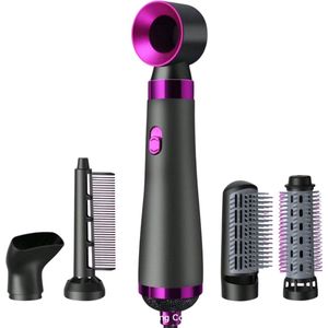 S&E 5-in-1 Föhn en Stylingtool – Multifuntionele Heteluchtborstel met 5 Opzetstukken
