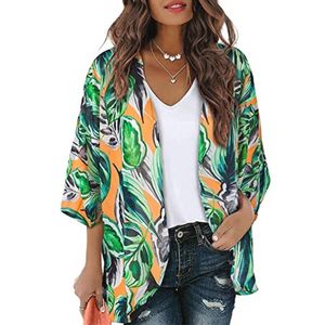 Vrouwen Bloemen Chiffon Kimono Vest Casual Cover Up Blouse