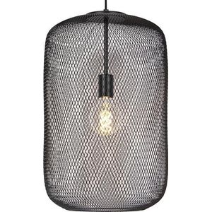 QAZQA bliss_mesh - Moderne Hanglamp eettafel - 1 lichts - Ø 350 mm - Zwart - Woonkamer | Slaapkamer | Keuken