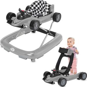 ib style® Loopstoel Babywalker - Baby Loopwagen - Looptrainer - 2-in-1 Racer - Hoogte verstelbaar - Met Geluidseffecten - Little Speedster - Grijs