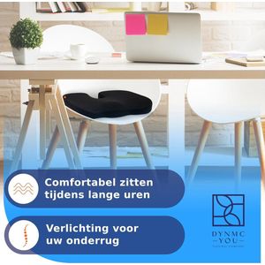 Zitkussen Ergonomische Bureaustoel - Comfortabel Zitten op Kantoor en Thuis - Ontlasting voor Rug, Stuitbeen - Perfect Stoelkussen Bureaustoel en Co - Premium Memory Foam Stuitbeenkussen