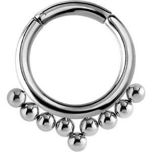 Lucardi Dames Helixpiercing ring dots - Piercing - Cadeau - Staal - Zilverkleurig