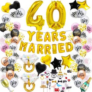 40 jaar getrouwd feestpakket 89-delig - 40 jaar getrouwd - 40 jaar getrouwd versiering - 40 jaar huwelijk - 40 jaar jubileum - 40 jaar getrouwd feestartikelen - Trouwdag - Trouwfeest