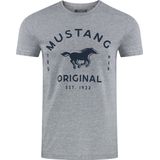Mustang - T-Shirt - Grijs - Basic Print - Regular Fit - Volwassenen