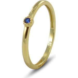Silventi 9SIL-22242 Zilveren Ring - dames - Zirkonia - 2,9 mm Doorsnee - Donker Blauw - Maat 56 - Zilver - Gold plated (Verguld/Goud op Zilver)