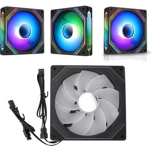 140 Mm ARGB Chassisventilator - Lichtstille Koelventilator voor CPU-koeler - Ruisonderdrukking - Intern - Koellichaam