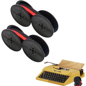 2-delig Engels typemachinelint - compatibel met handmatige dubbele rol GR4 GR1 GROEP 4 - rood en zwart - universeel vervangingslint voor typemachines - voor oude handmatige typemachines