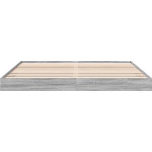 vidaXL - Bedframe - bewerkt - hout - grijs - sonoma - eikenkleurig - 200x200 - cm