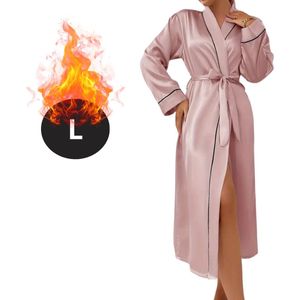 Bovista Satijnen Jurk - Slipdress - Pyama Dames - Badjas - Ochtendjas - Kimono - Erotisch - Kamerjas - Roze L