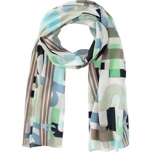 camel active Modieuze sjaal met zomerse letterprint - Maat womenswear-OS - Blauw-Groen