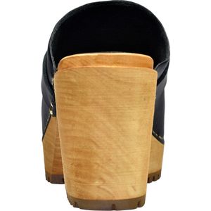 Sanita Wood-Peleni Chunk Open ZWART - Maat 39