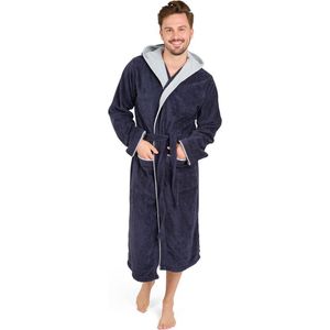 Blumtal Badjas Katoen - Katoenen Badjas - Zachte Badjas met Capuchon - 100% Katoen - Donkerblauw - Maat L