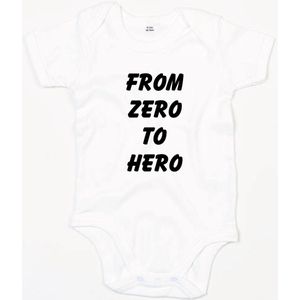 Baby Romper From Zero To Hero - 0-3 Maanden - Wit - Rompertjes baby met tekst