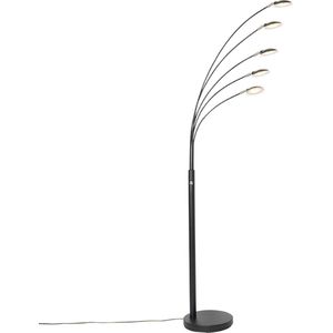 QAZQA sixties - Design Dimbare LED Vloerlamp | Staande Lamp met Dimmer - 5 lichts - H 1810 mm - Zwart - Woonkamer | Slaapkamer | Keuken