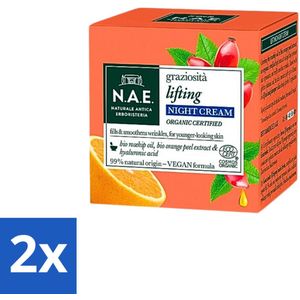N.A.E. Graziosita Lifting Nachtcrème - Vegan & Biologisch - Hydraterend & Verjongend effect - 50ml - Voordeelverpakking - 2 stuks