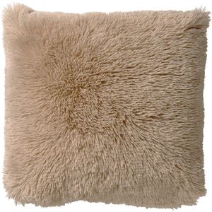 Dutch Decor FLUFFY - Kussenhoes 45x45 cm - superzacht - effen kleur - Pumice Stone - beige - met rits - zonder binnenkussen