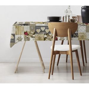 Tafellaken - Tafelzeil - Tafelkleed - Hoogwaardig - Zomers - Afgewerkt met biaislint - Harten - Rond 140cm