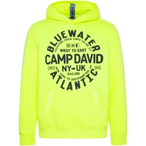 Camp David, Hooded Sweatshirt met Puff Prints en Tonal Details in lime groen