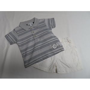 Ensemble - Jongens - Polo streepje grijst + witte short - 3 maand 62